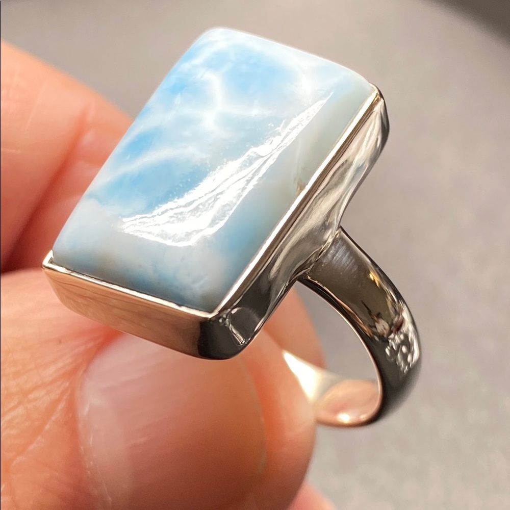 Larimar Ring Size 9 In Solid Sterling Silver 925 - image 3